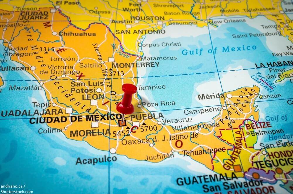 Mexico Map with pin